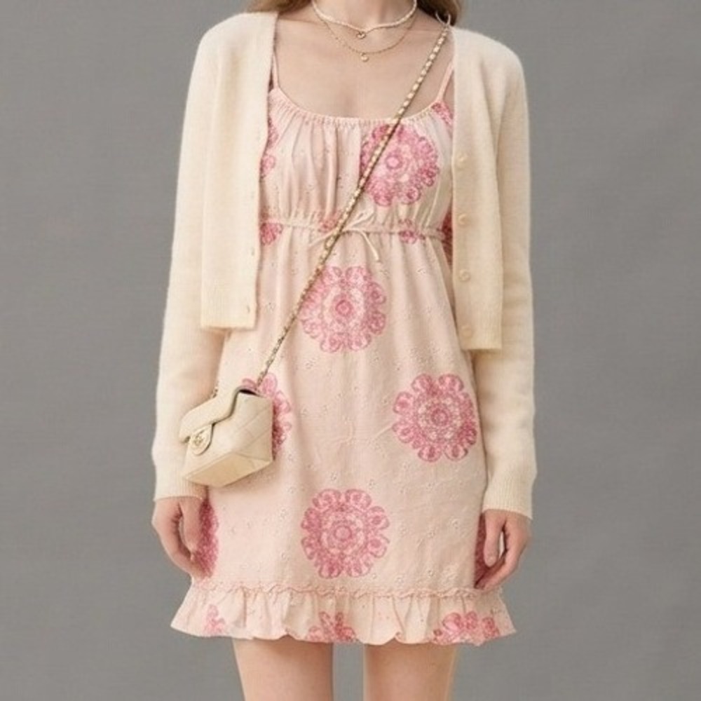 vtg y2k Tommy Hilfiger milkmaid dress Pink fairycore coquette soft girl Ruffle